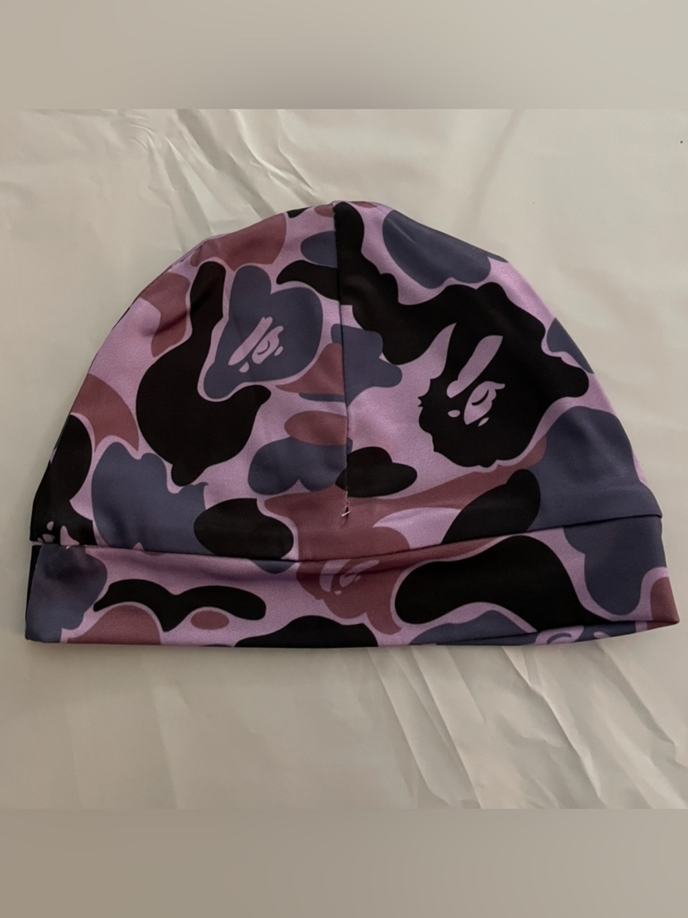 Bape Purple Camo skullcap with Ape Head Pattern